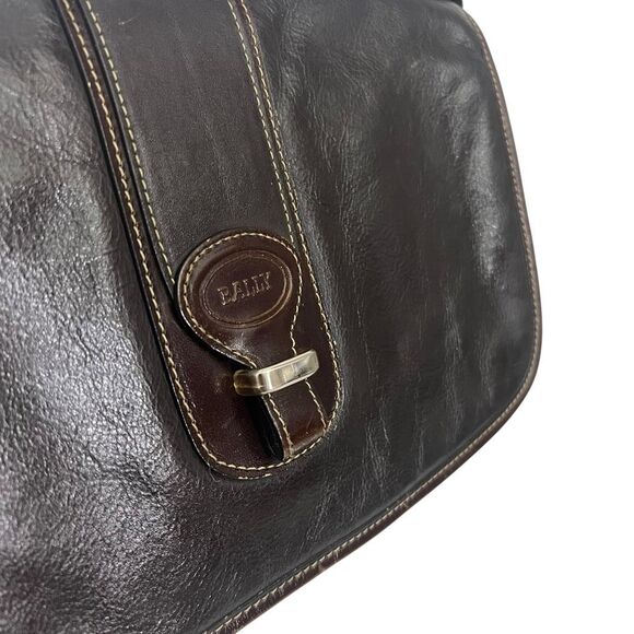 BALLY Shoulder Bag or Crossbody Purse Vintage in Dark Brown Leather Authentic - Picture 3 of 10
